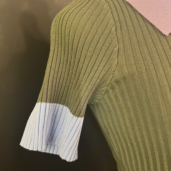 NWOT SHEIN multi-colored collared ribbed top - Picture 3 of 4